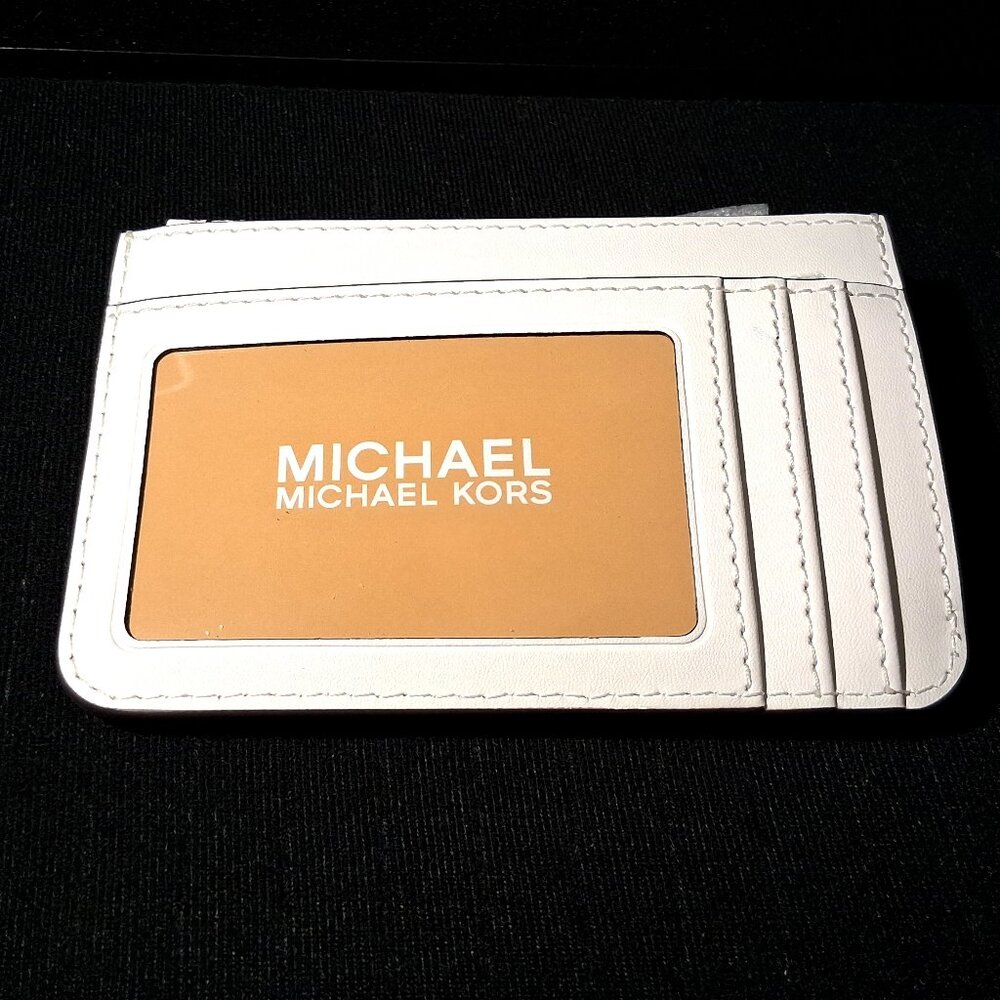 Michael Kors Jet Set Quilted Travel Zip Top Wallet with Coin Pouch Optic White - Picture 2 of 15